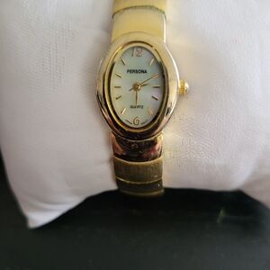 Persona Gold Quartz Cuff Watch 2" X 2.5" Needs Battery